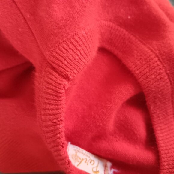 Vintage Medium Women's Sweater 1960's Cropped Red Acrylic T-shirt Sock Hop - Picture 6 of 6